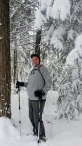 Male hiker in snow