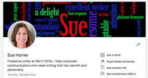 Sue's LinkedIn profile