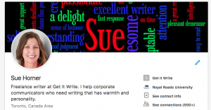 Sue's LinkedIn header