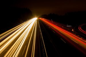 Highway seen at night