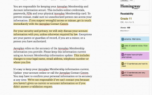 Aeroplan text - after rewrite