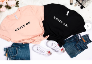 T shirts that say "Write on"