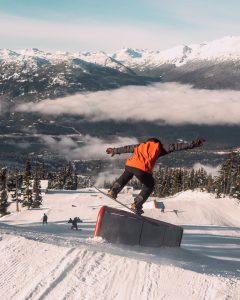 Snowboarder on a rail