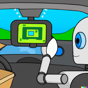 A robot consults the GPS screen