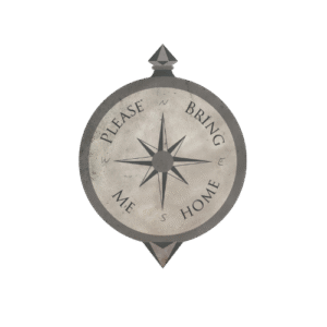 The Please Bring Me Home logo as a compass.